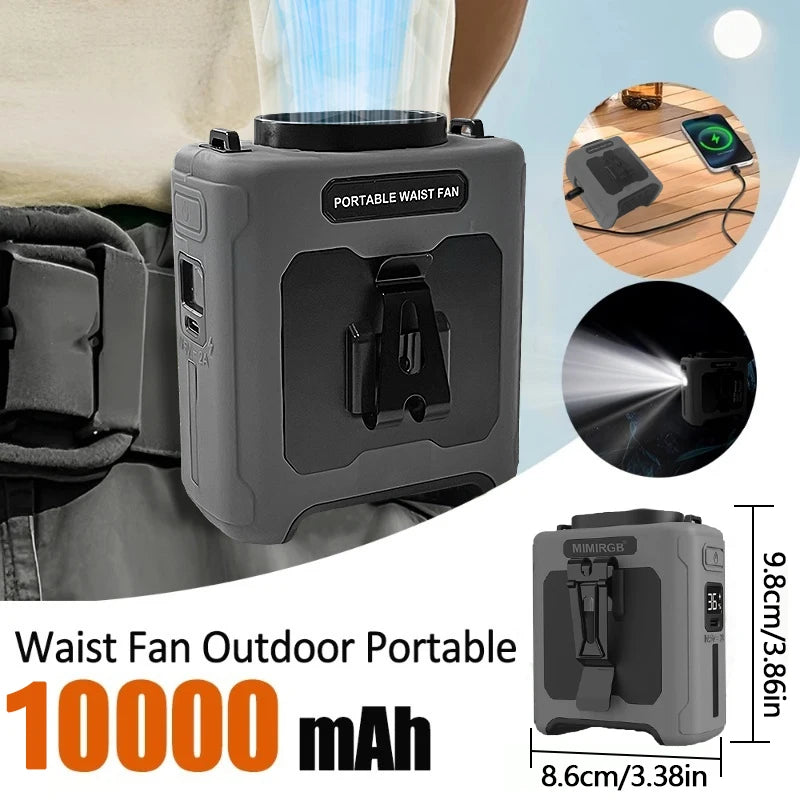 Portable Waist Fan With Power Bank And LED Light