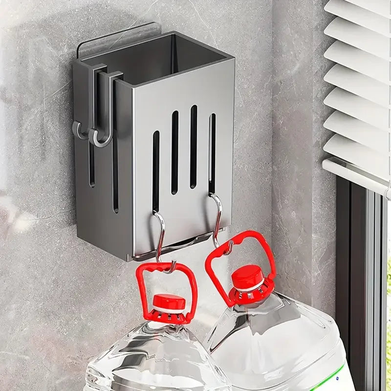 Wall-Mounted Cutlery Holder – Drain Tray & Hook Storage