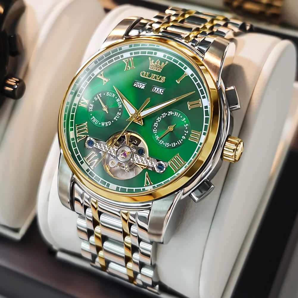 Men's Automatic Skeleton Watch With Stainless Steel Band