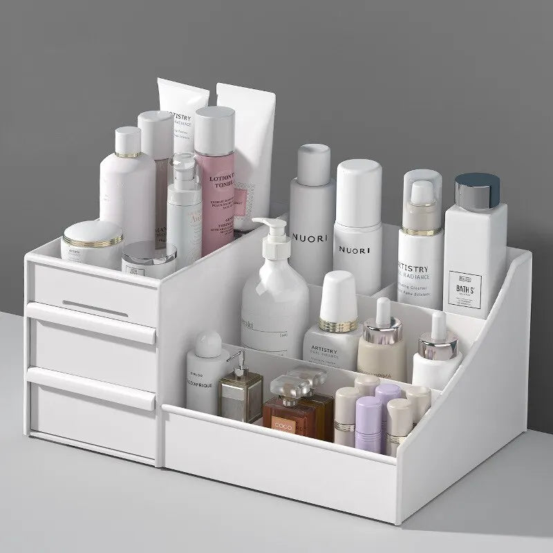 White Desktop Makeup Drawer Organizer Box