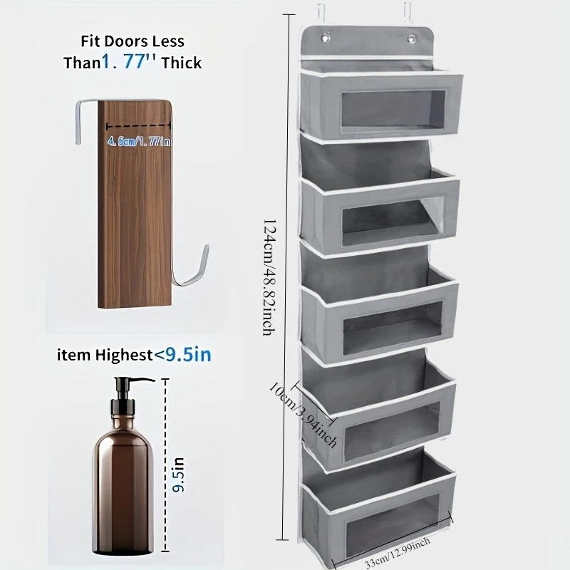 Over Door Hanging Organizer with 5 Large Storage Pockets