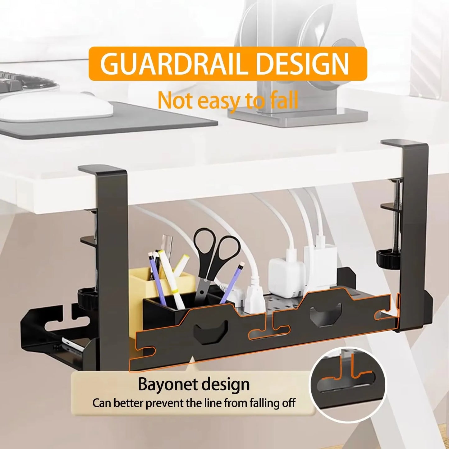Metal Under Desk Cable Management Tray Storage Rack