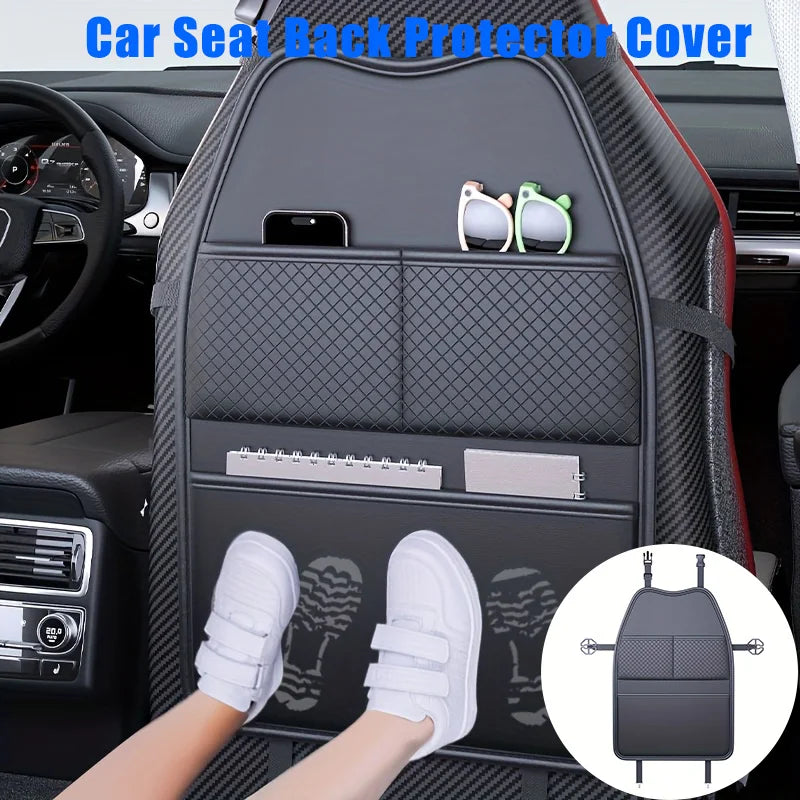 Car Seat Back Protector With Storage Pockets & Tablet Holder
