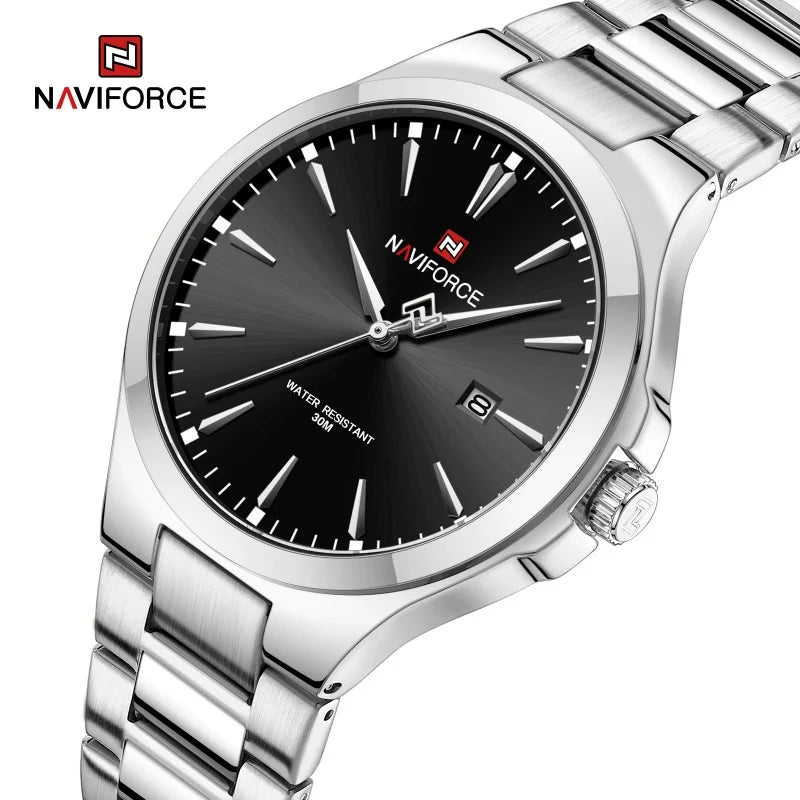 Men's Stainless Steel Quartz Watch With Date Display