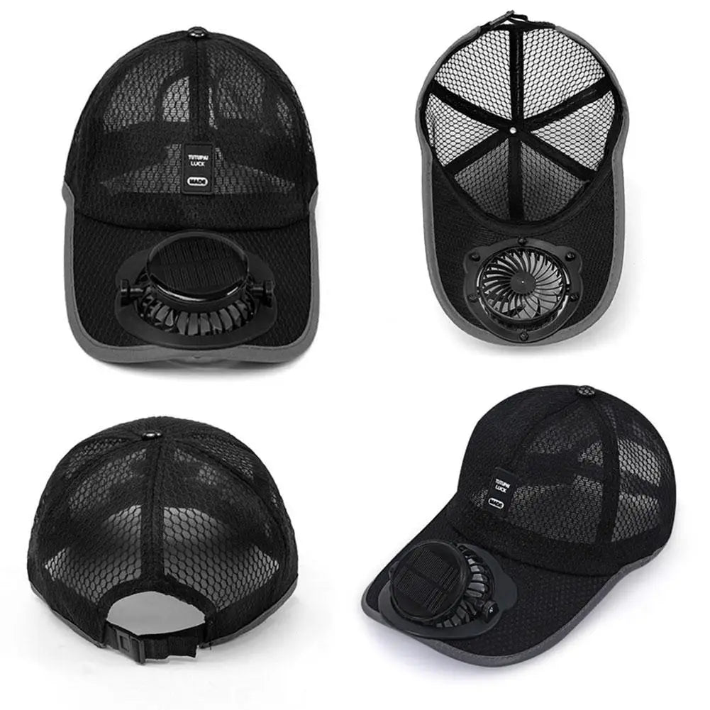 Solar Fan Sun Hat Baseball Cap with USB Charging