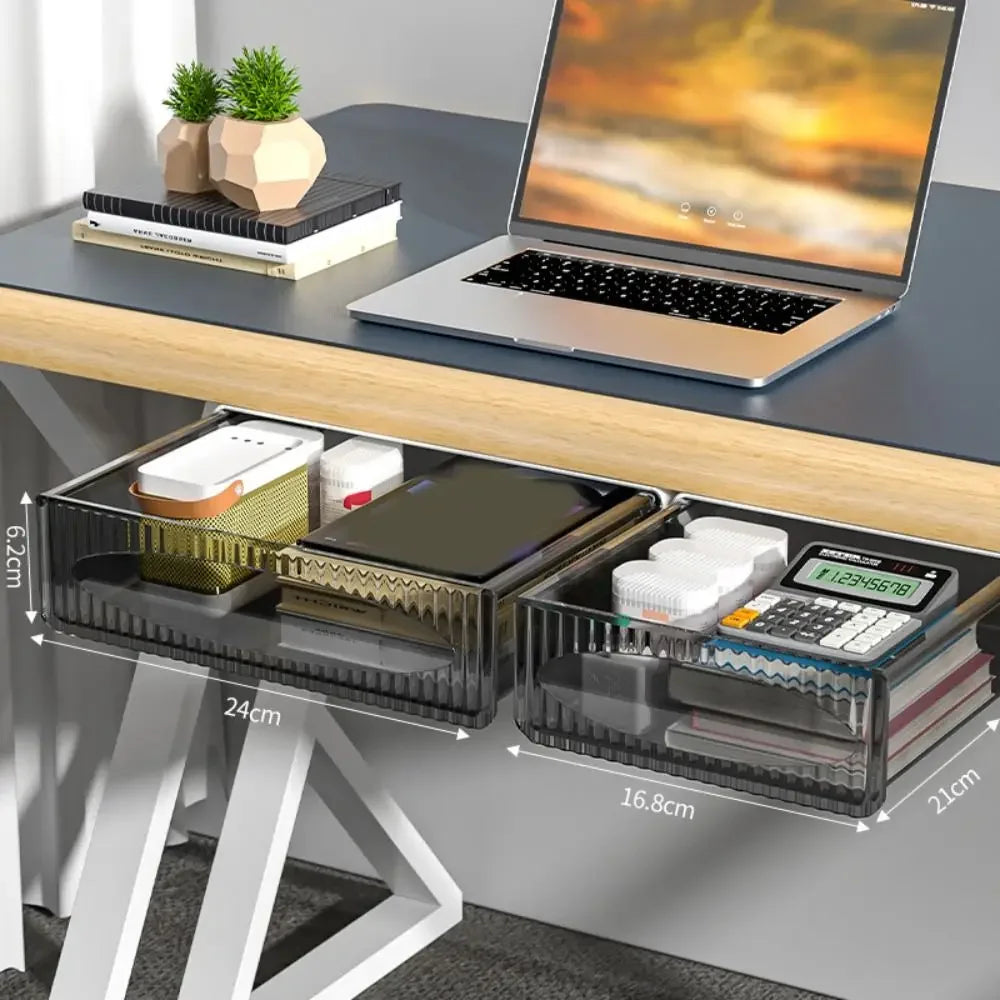 Under-Desk Hidden Drawer Storage Box Self-Adhesive PET