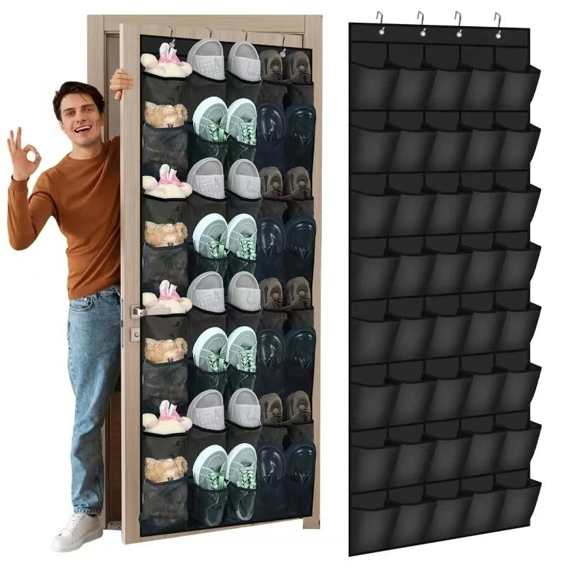 Over The Door Shoe Organizer With Large Mesh Pockets