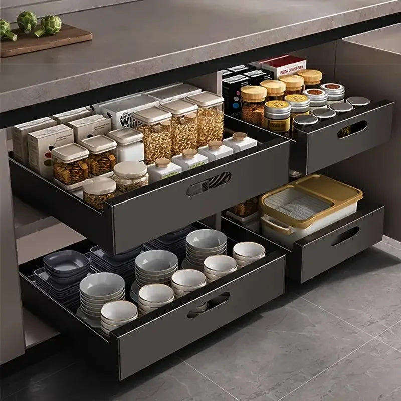 Pull-Out Kitchen Cabinet Organizer Shelf With Sliding Rail