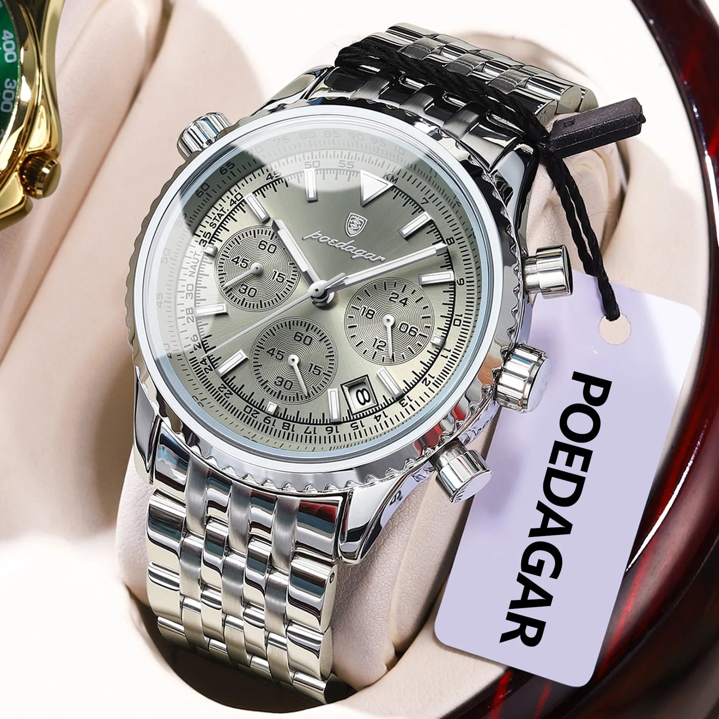 Men's Stainless Steel Chronograph Watch With Date