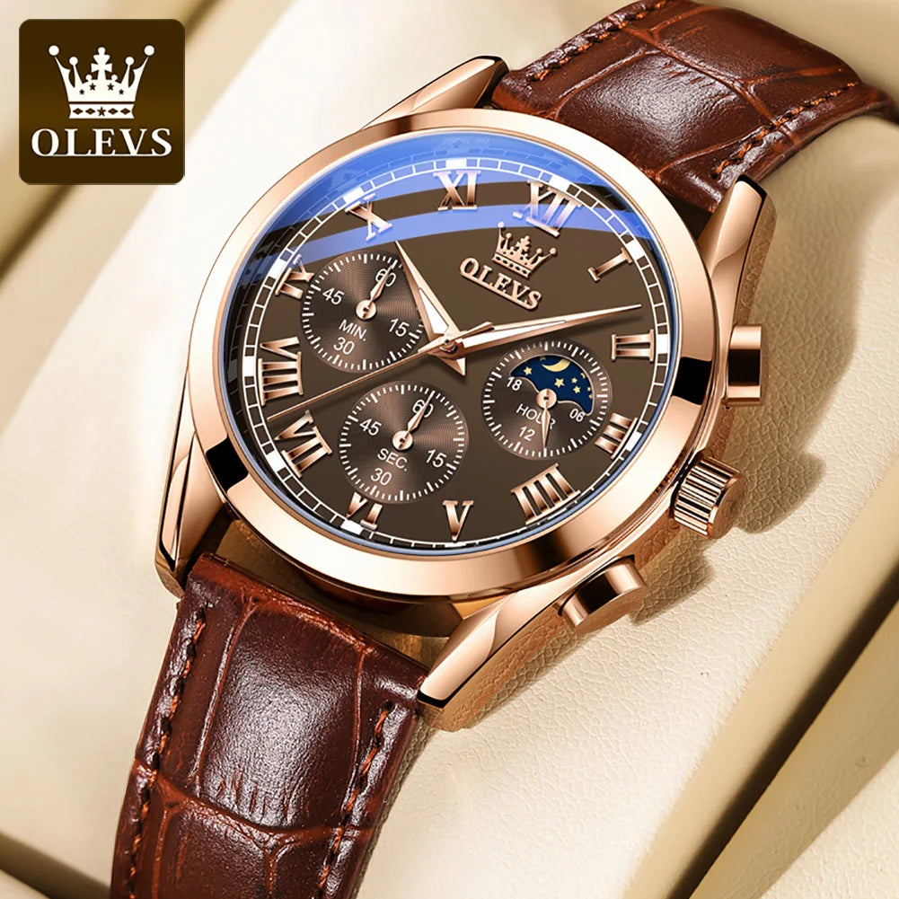Men’s Quartz Chronograph Watch With Moon Phase Display