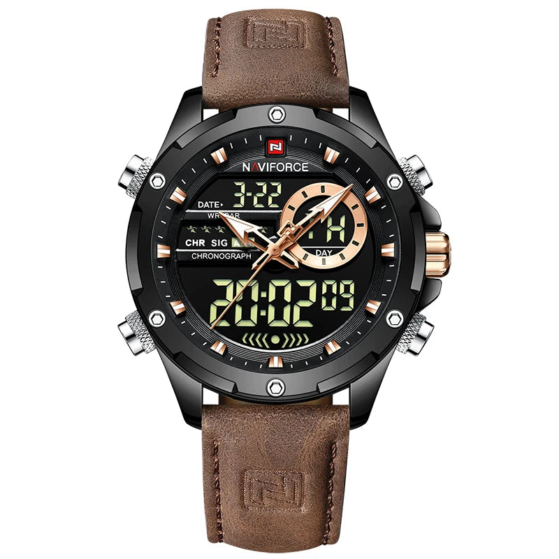 Men’s Digital Military Watch With Leather Strap
