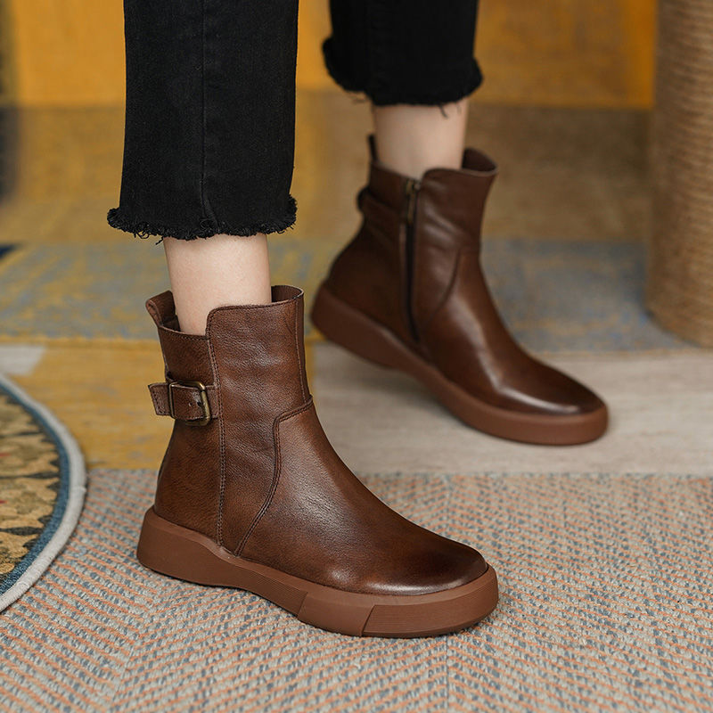 Vintage Zipper Ankle Boots