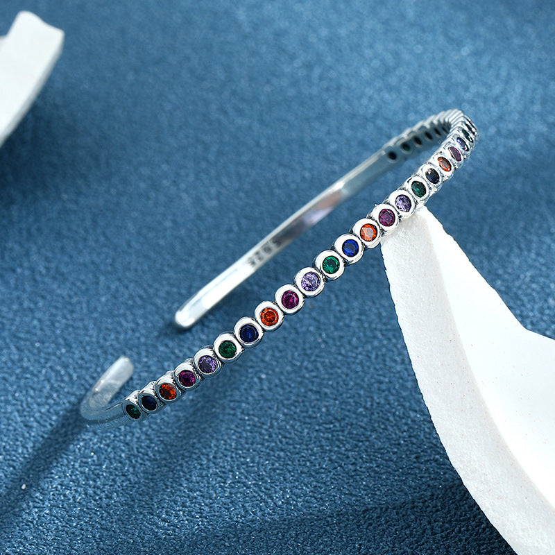 925 Sterling Silver Vintage Rainbow Bracelet