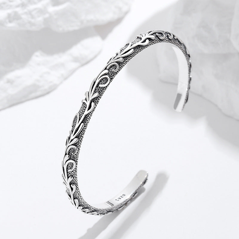 S925 Sterling Silver Carved Bracelet