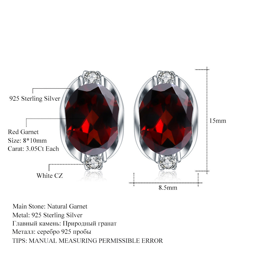 S925 Silver Natural Garnet Earrings