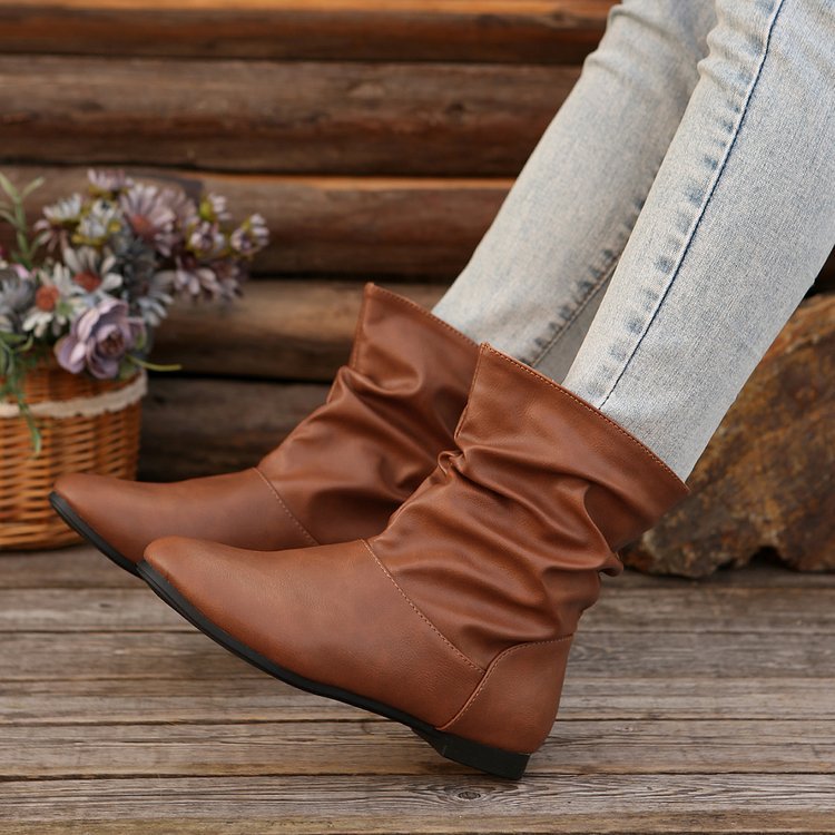 Casual Flat Round-Toed Boots