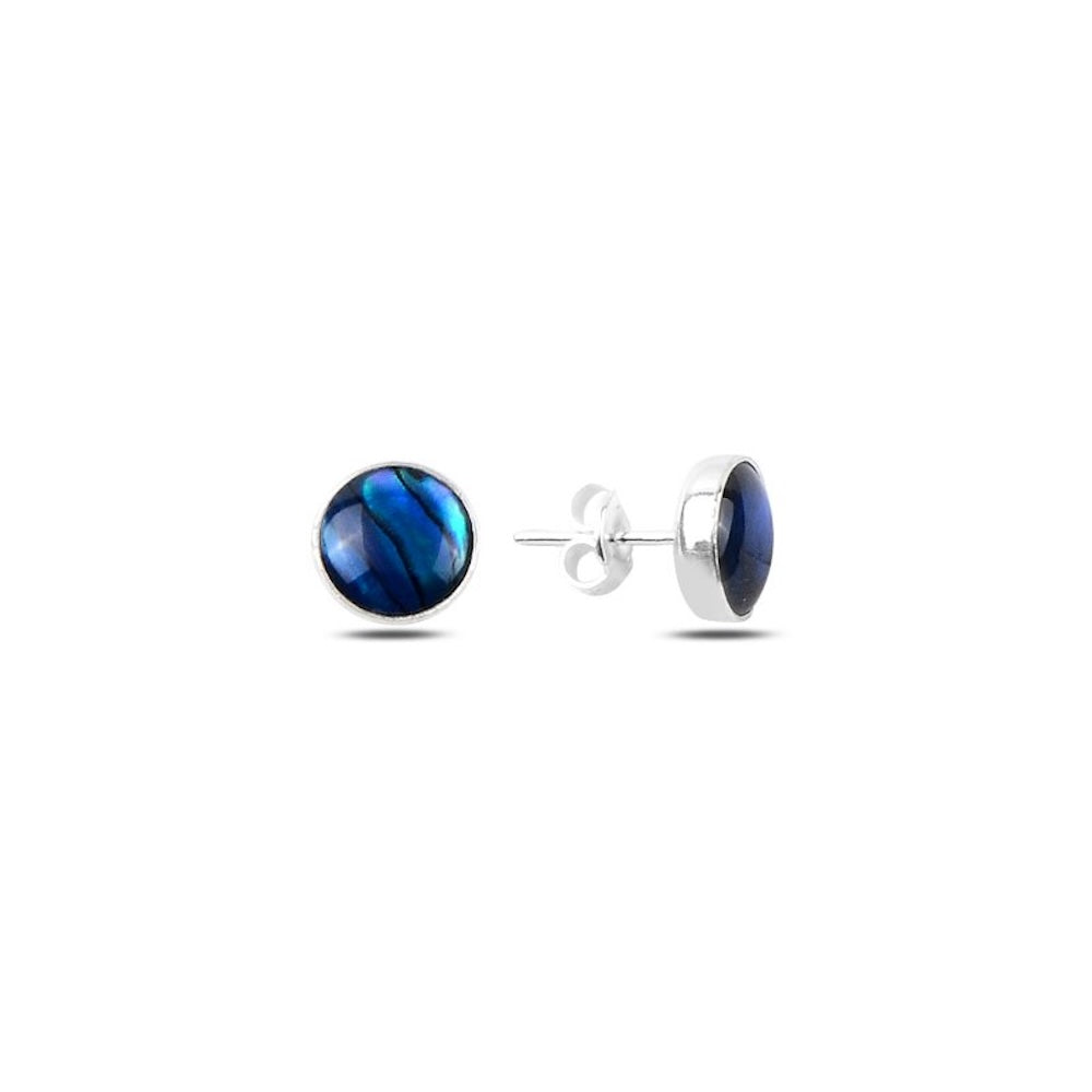 Solitaire Silver Abalone Earrings