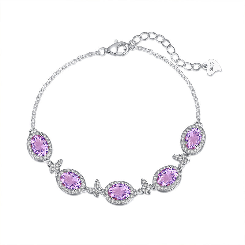 S925 Sterling Silver Crystal Butterfly Bracelet