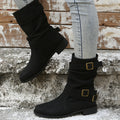 Vintage Low Heel Buckle Boots