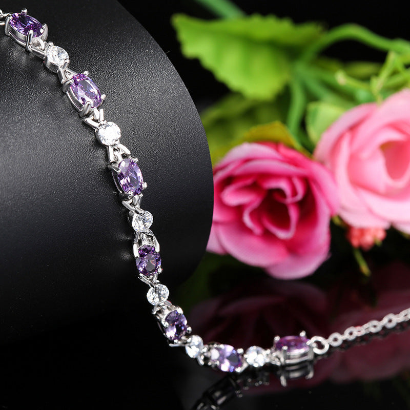 925 Silver Amethyst Bracelet Jewelry