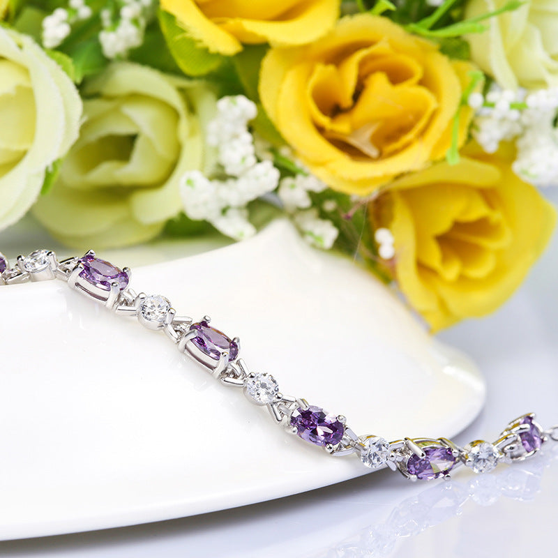 925 Silver Amethyst Bracelet Jewelry