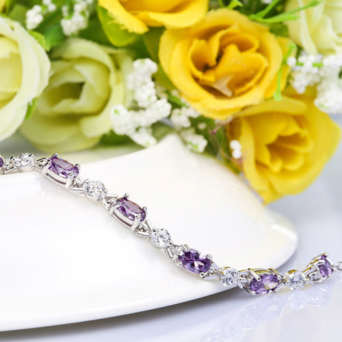 925 Silver Amethyst Bracelet Jewelry
