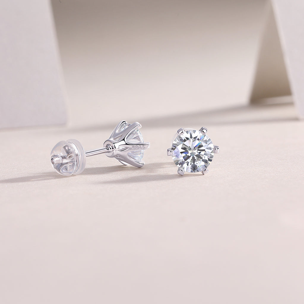 S925 Platinum 1-Carat Moissanite Studs