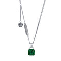 Retro Silver Emerald Necklace