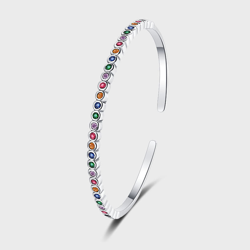 925 Sterling Silver Vintage Rainbow Bracelet