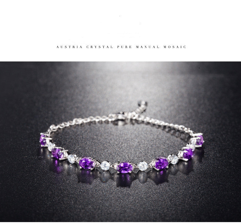 925 Silver Amethyst Bracelet Jewelry