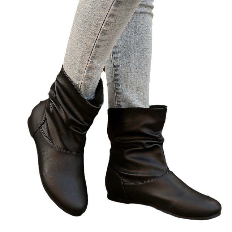 Casual Flat Round-Toed Boots