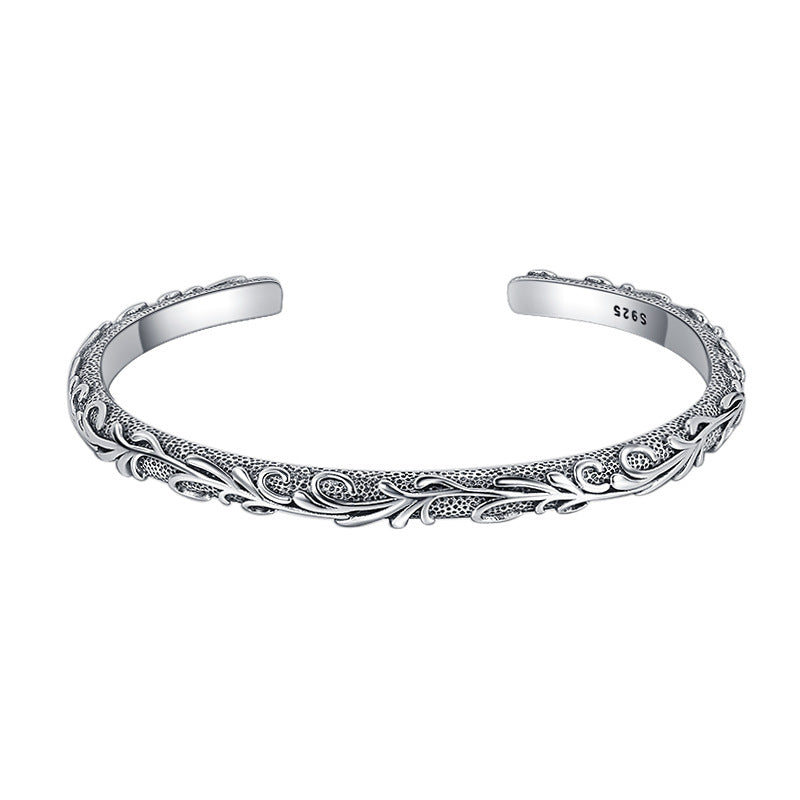 S925 Sterling Silver Carved Bracelet