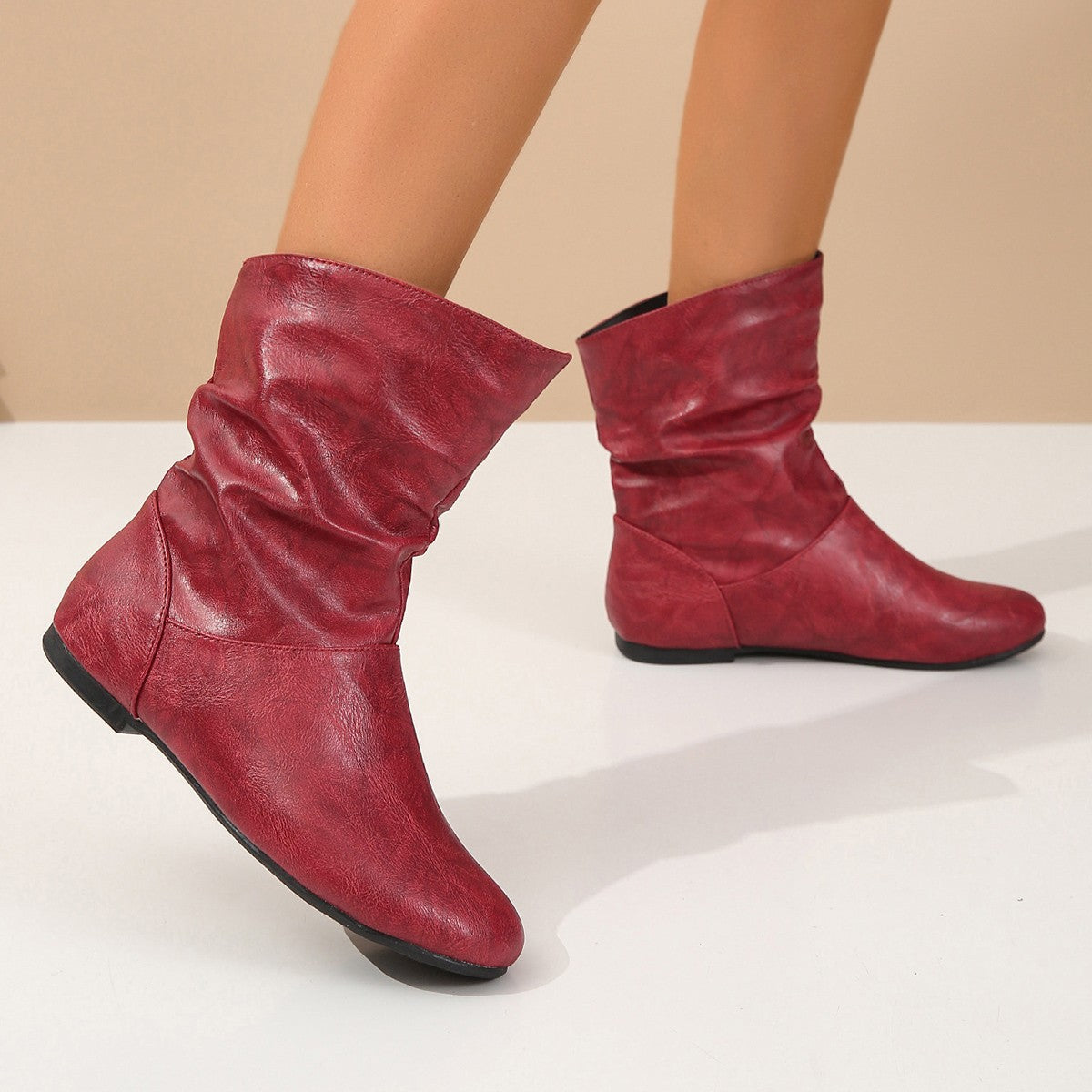 Flat Leather Boots Premium Essentials