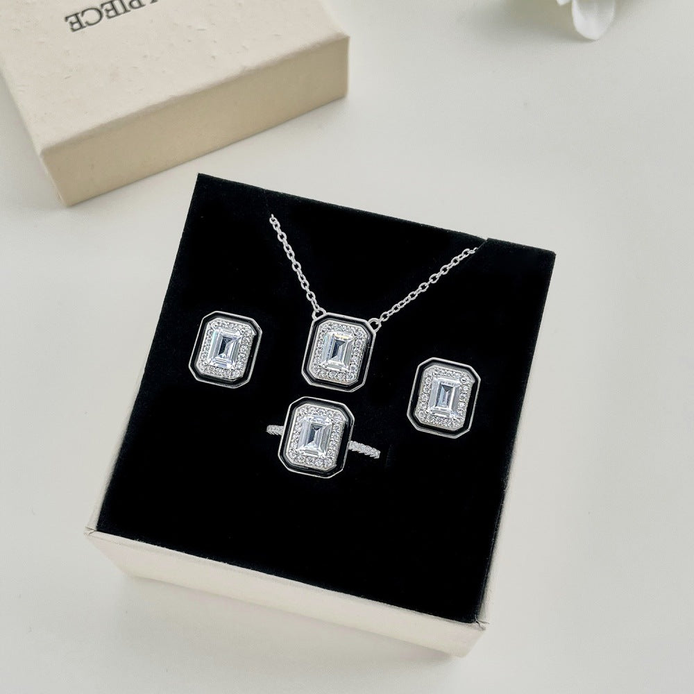 S925 Sterling Silver Ring Necklace Set