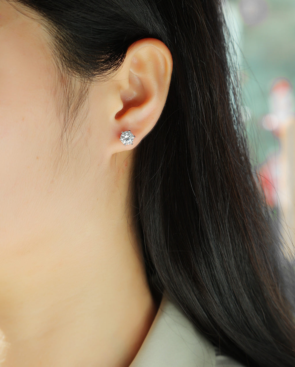 S925 Platinum 1-Carat Moissanite Studs