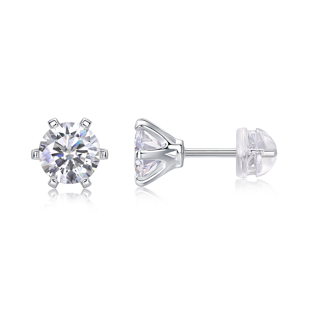 S925 Platinum 1-Carat Moissanite Studs