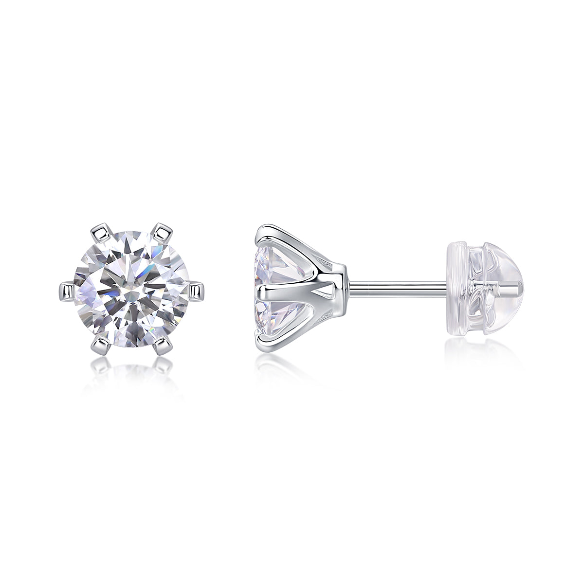 S925 Platinum 1-Carat Moissanite Studs
