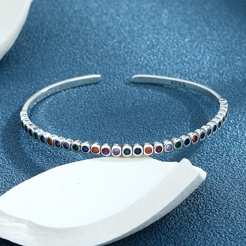 925 Sterling Silver Vintage Rainbow Bracelet