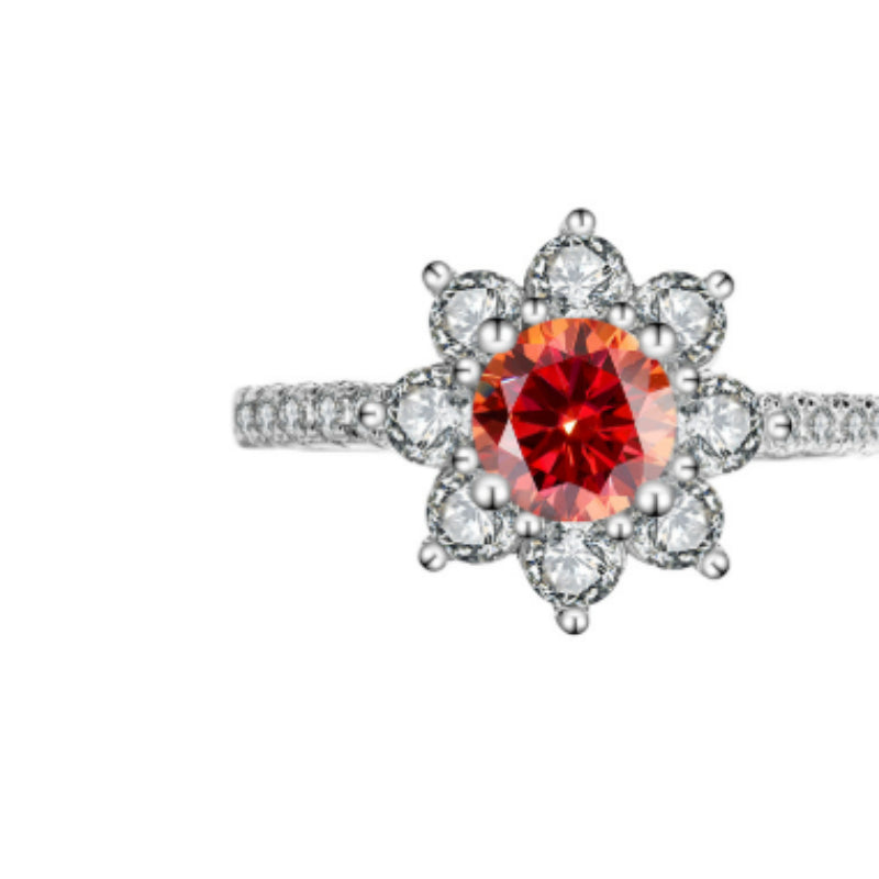 S925 Moissanite Silver Flower Ring