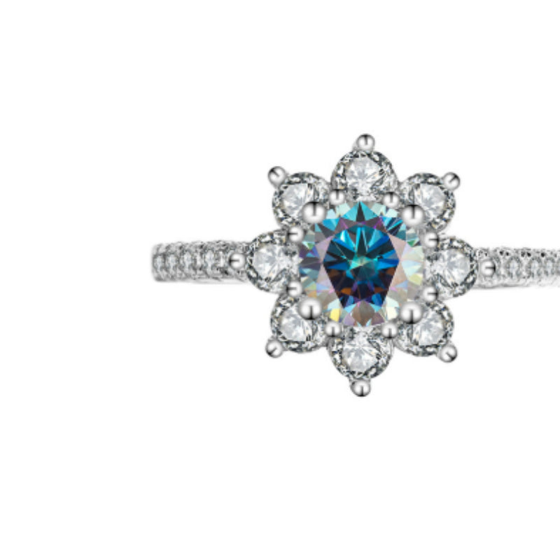 S925 Moissanite Silver Flower Ring