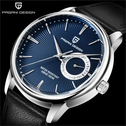 Men's Stainless Steel Quartz Watch With Leather Band