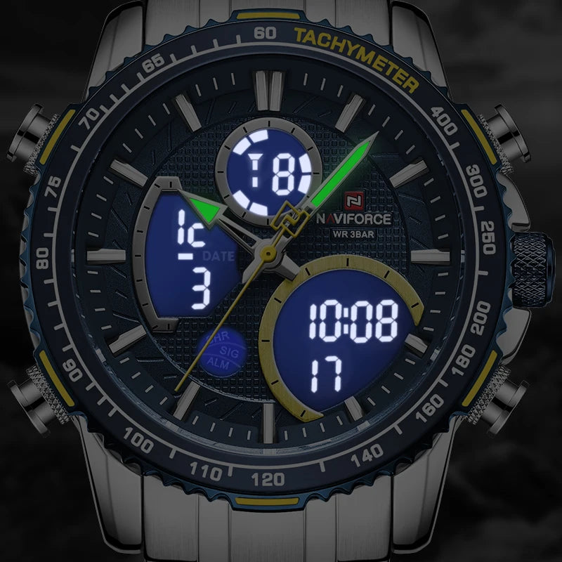 Men’s Analog-Digital Chronograph Watch Stainless Steel