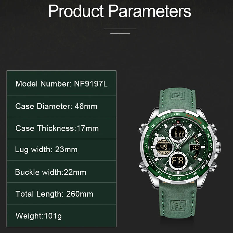 Men’s Military Chronograph Watch Quartz Analog-Digital