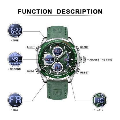 Men’s Military Chronograph Watch Quartz Analog-Digital