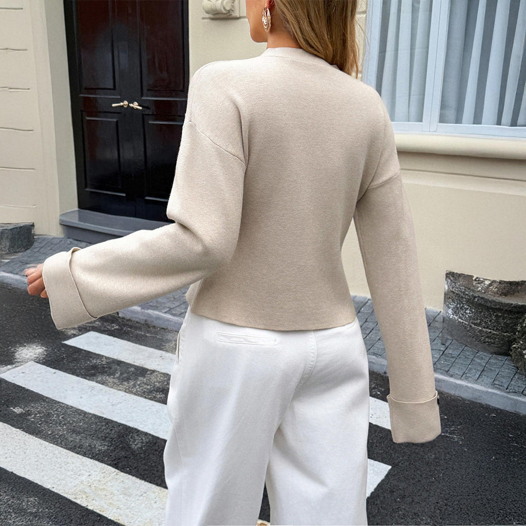 Horizon Essentials | Apricot Cropped V-Neck Cardigan