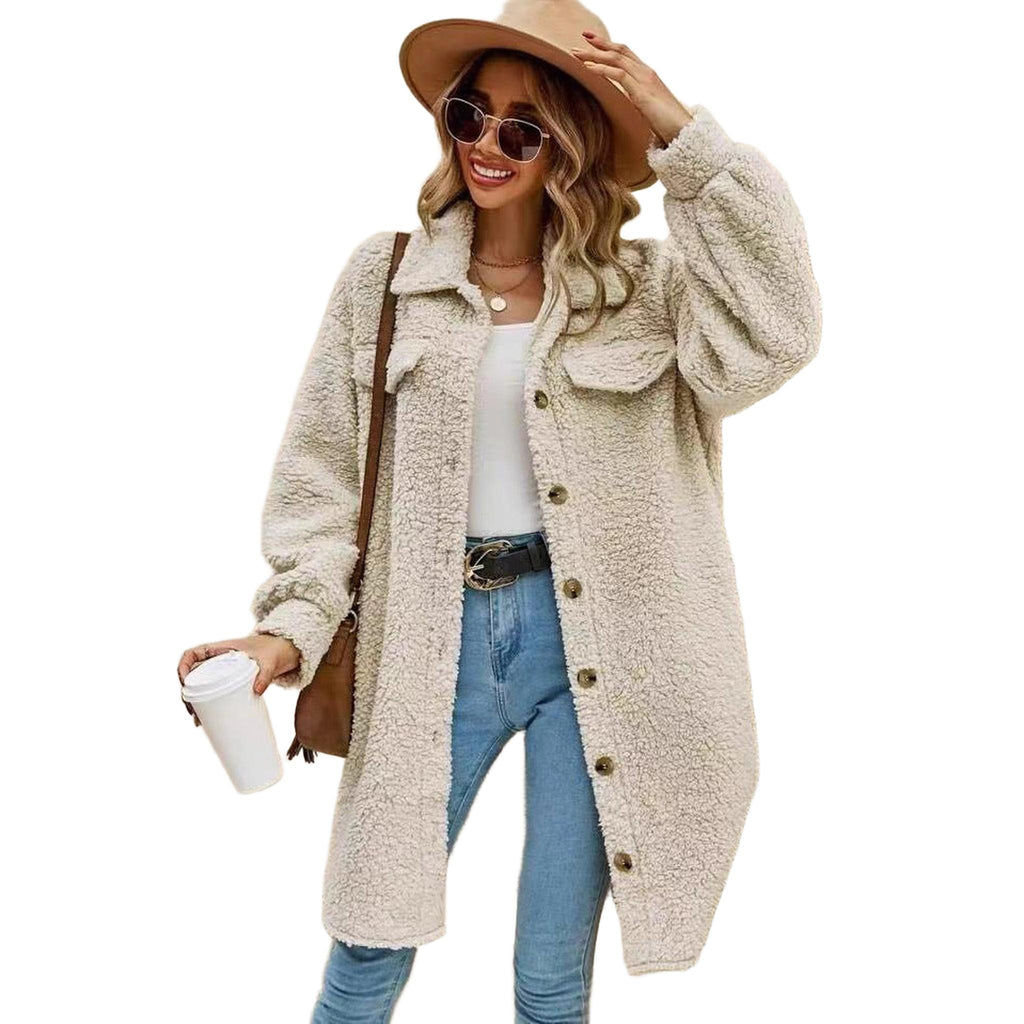 Horizon Essentials | Apricot Mid-Length Hooded Coat