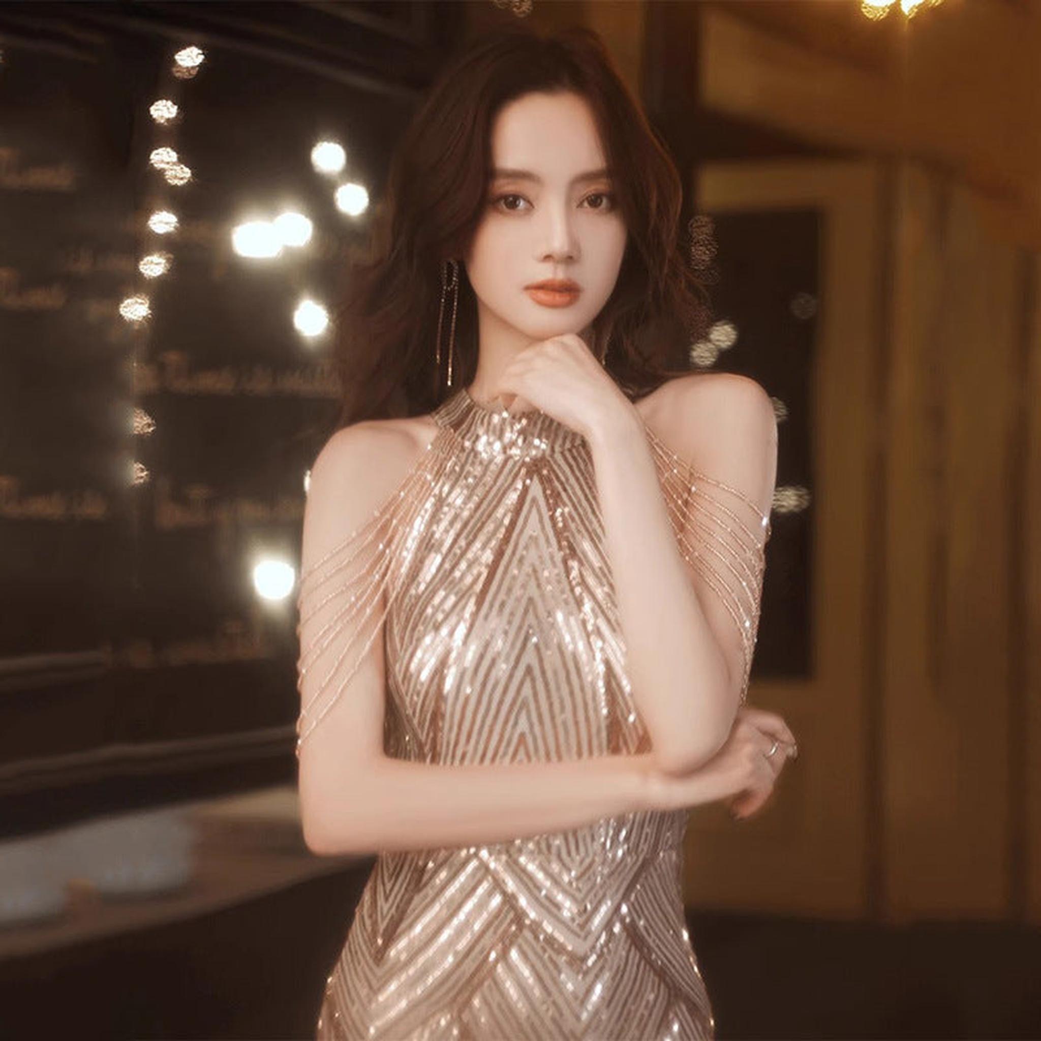 Horizon Essentials | Beaded Sequined Halter Fishtail Gown