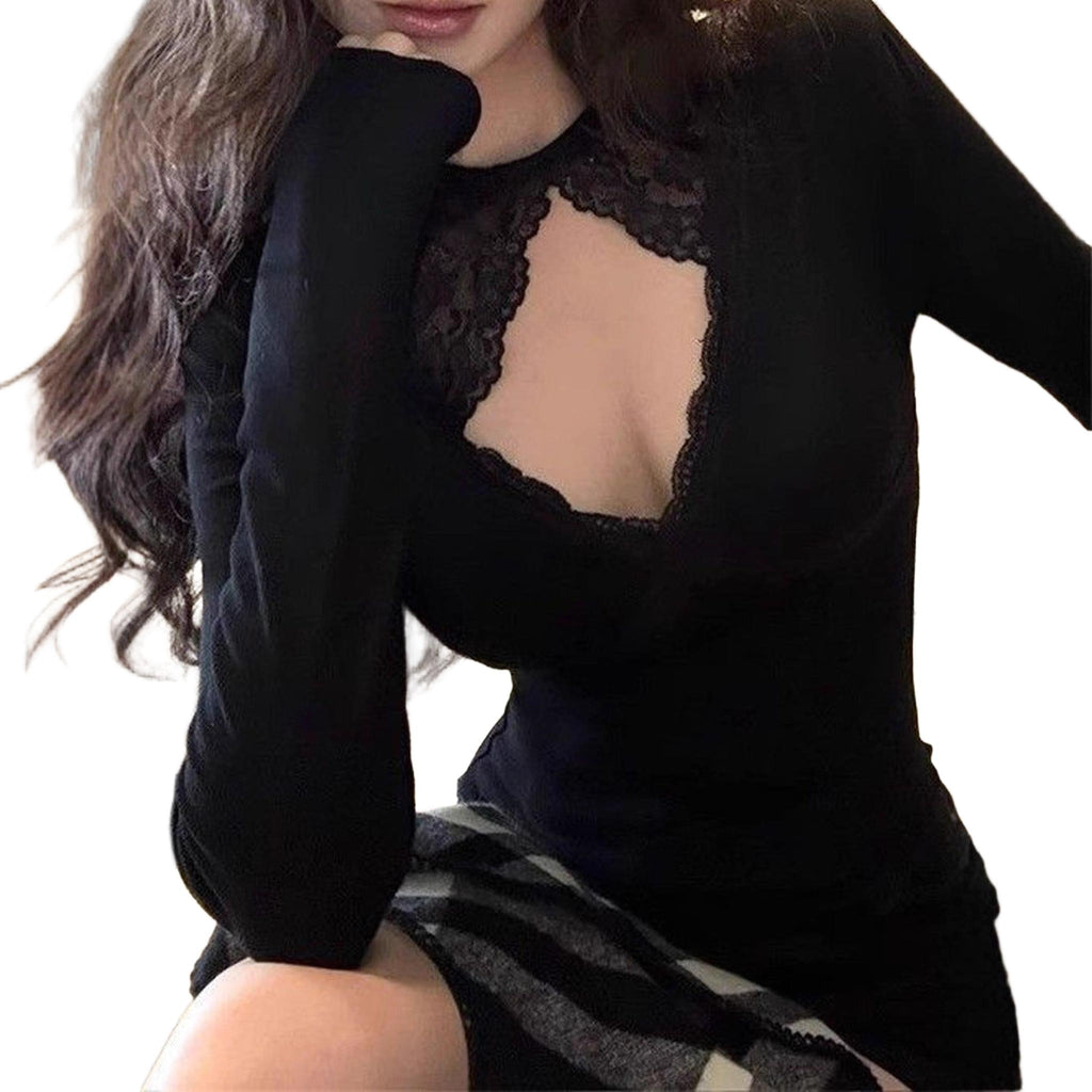 Horizon Essentials | Black Lace Halter Crop Top