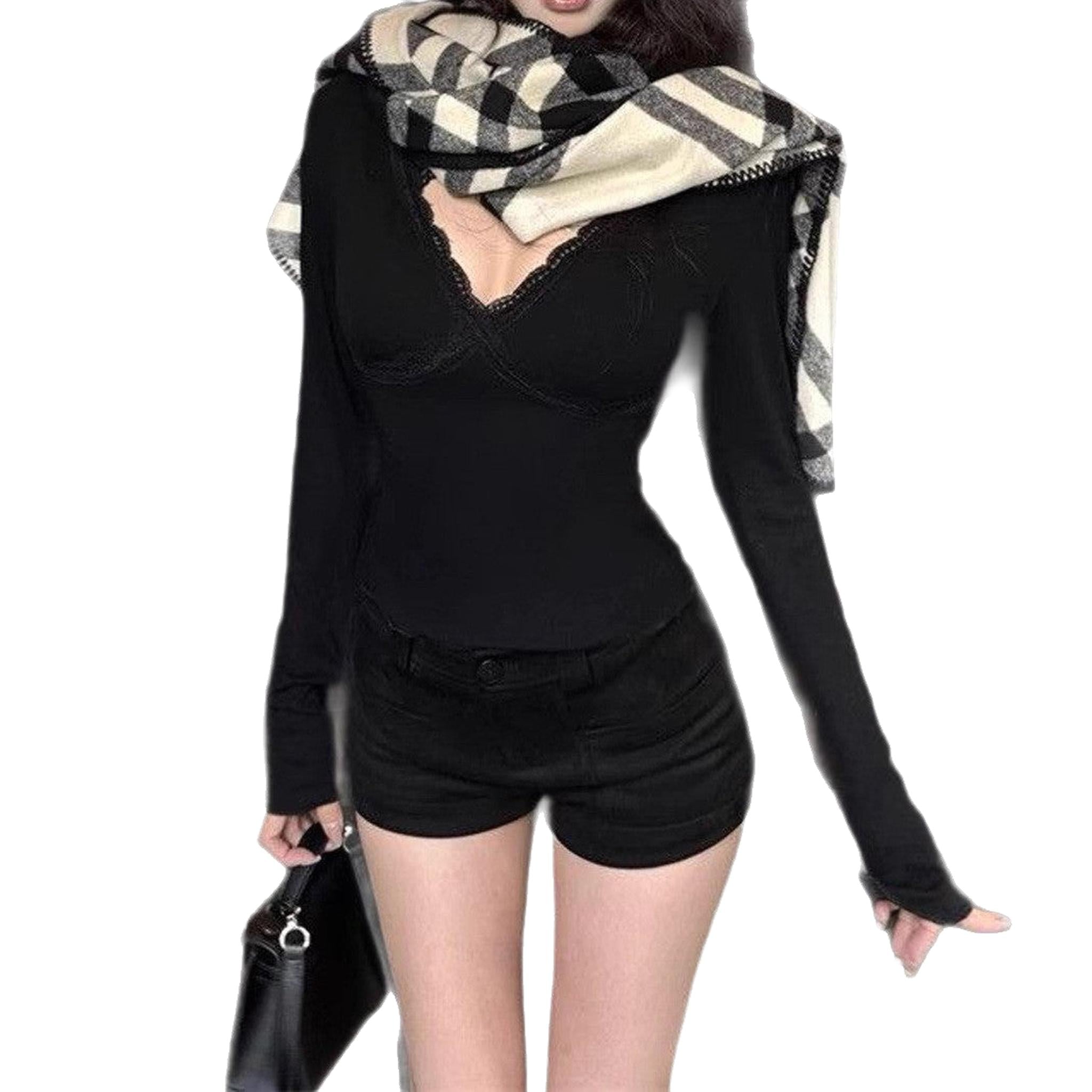 Horizon Essentials | Black Lace Halter Crop Top