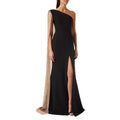 Horizon Essentials | Black One-Shoulder Slit Dress